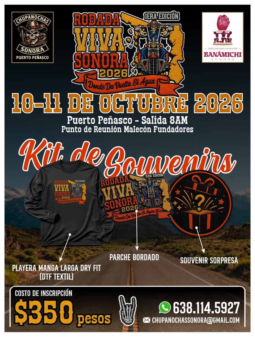 Información de Rodada Viva Sonora 2026 y kit de souvenirs